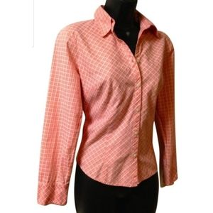 ann taylor loft pink career shirt plaid sz S/6P